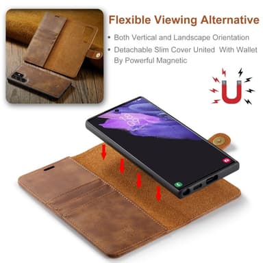 DG MING Samsung S25 Ultra 2-i-1 Magnet Plånboksfodral - Brun