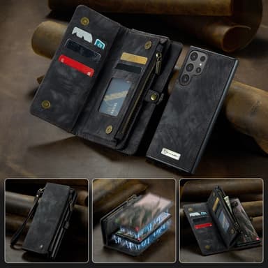 CaseMe Samsung S25 Ultra 008 BIg Wallet 2in1 Magnet Plånboksfodral - Svart