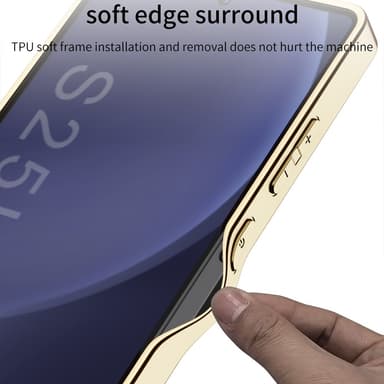 SKALO Samsung S25 Ultra GKK PU-Läder Guldkant Skal - Svart
