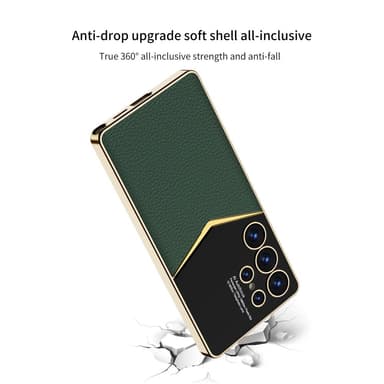 SKALO Samsung S25 Ultra GKK PU-Läder Guldkant Skal - Svart