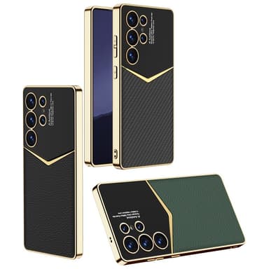 SKALO Samsung S25 Ultra GKK PU-Läder Guldkant Skal - Svart