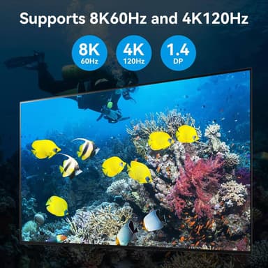 NÖRDIC DisplayPort 1.4 KVM-switch 2 datorer 3 skärmar 8K60Hz 4K144Hz tripplaskärmar 4 USB 3.0 för 2 PC att dela 3 skärmar