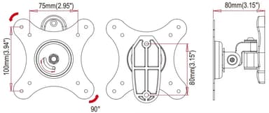NÖRDIC Full Motion Flexibelt Väggfäste 10-24"" Vesa  75x75, 100x100