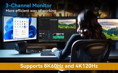 NÖRDIC HDMI 2.1 KVM-switch 2 datorer 3 skärmar 8K60Hz 4K144Hz Trippel skärm 4 USB 3.0 för 2 PC dela 3 skärmar