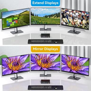 NÖRDIC KVM-switch 2 PC 3 skärmar 8K60Hz 4K144Hz Tripplaskärmar 2xDP 1xHDMI 4xUSB 3.0-portar