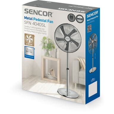 SENCOR Golvfläkt Metall  40 cm dim med justerbar höjd