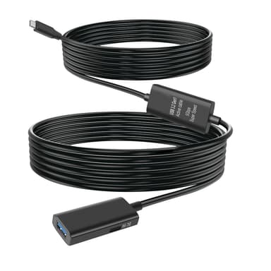 NÖRDIC 10m USB-C 3.2 GEN1 till USB-A 5Gbps Aktiv förlängningskabel