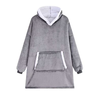 Medellång oversized hoodie till vuxna med känguruficka och luva - Grå