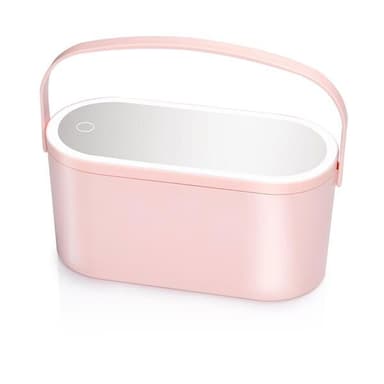 Portabel Sminkspegel med LED och förvaring - Rosa