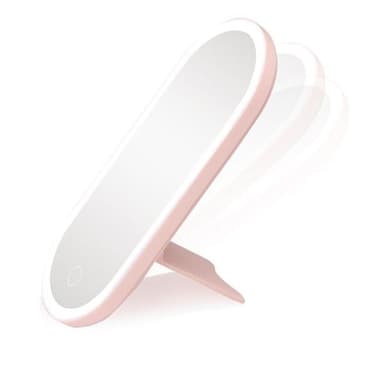 Portabel Sminkspegel med LED och förvaring - Rosa