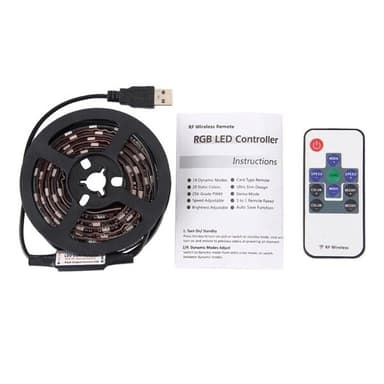 TV-belysning / LED-slinga med fjärr - 12W 60 LEDs SMD 5050 RGB 1x1m