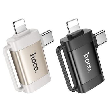 Hoco 2in1 Adapter OTG USB-A till Lightning/USB-C UA31F - Svart