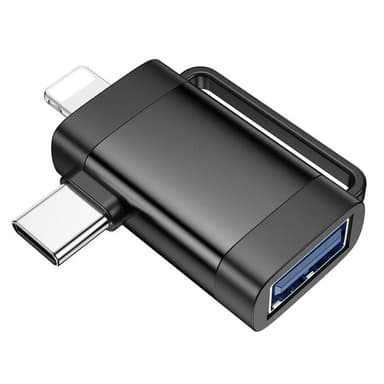 Hoco 2in1 Adapter OTG USB-A till Lightning/USB-C UA31F - Svart