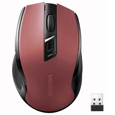 Ugreen MU006 Optisk Trådlös Mus USB 2.4GHz/Bluetooth 5.0 - Röd
