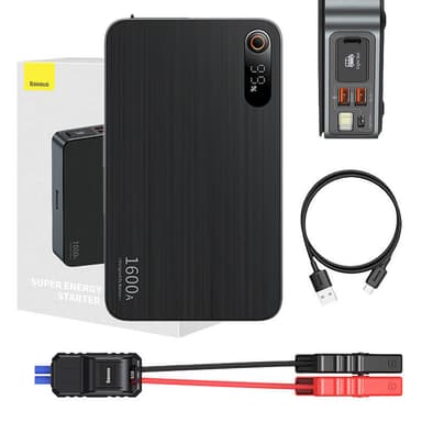 Powerbank/Baseus Super Energy PRO bilhjälpstartare, 1600A, USB (svart)