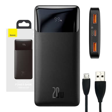 Powerbank Baseus Bipow 10000mAh, 20W (svart)