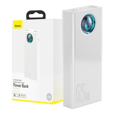 Powerbank Baseus Amblight 30000mAh, 4xUSB, USB-C, 65W (vit)