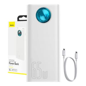 Powerbank Baseus Amblight 30000mAh, 4xUSB, USB-C, 65W (vit)