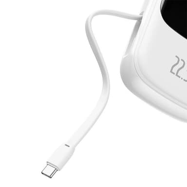 Powerbank Baseus Qpow PRO med kabel, 20000mAh, 22,5W (Vit)