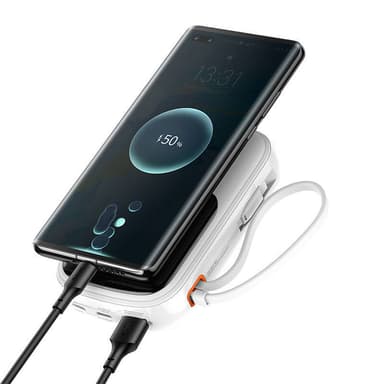Powerbank Baseus Qpow PRO med kabel, 20000mAh, 22,5W (Vit)