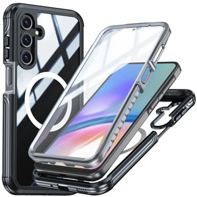 A16 telefonfodral, 9H härdat glas 360° skyddsfodral Svart aska