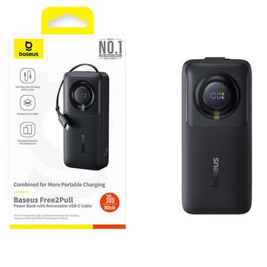 Powerbank Baseus OS Free2Pull 10000mAh 30W +kabel (svart)