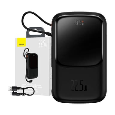Powerbank Baseus Qpow PRO med kabel, 10000mAh, 22,5W (svart)