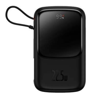 Powerbank Baseus Qpow PRO med kabel, 10000mAh, 22,5W (svart)