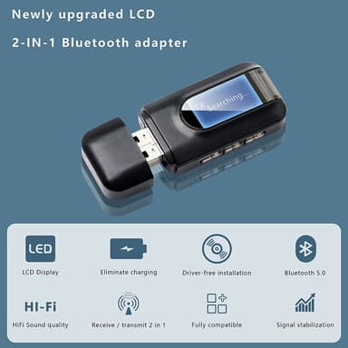 Trådlös ljudsändare och mottagare - Bluetooth adapter för bil/PC/tv/hö