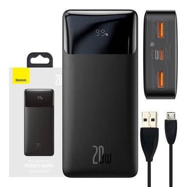 Powerbank Baseus Bipow 20000mAh, 20W (svart)