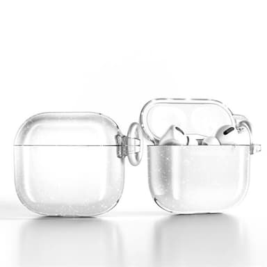 Glittrigt Skyddsfodral till AirPods 4 med metallklämma - Klar