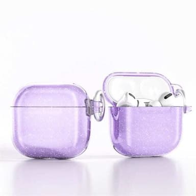 Glittrigt skyddsfodral till AirPods 4 med metallklämma - Lila