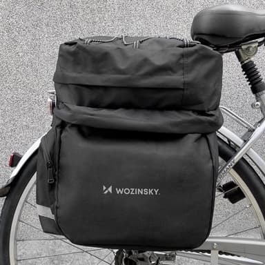 Stor cykelväska 60L med regnskydd och reflexer - svart