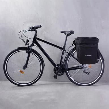 Stor cykelväska 60L med regnskydd och reflexer - svart