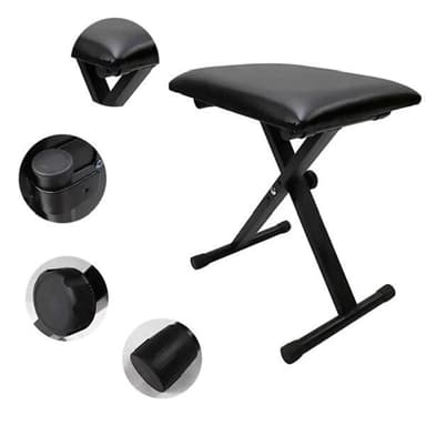Vikbar Pianobänk / portabel sittpall med justerbar höjd