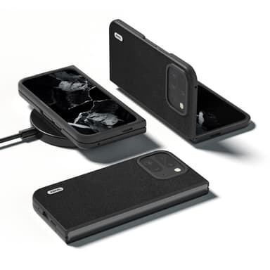 ABEEL Google Pixel 9 Pro Fold Genuine Leather Skal - Svart