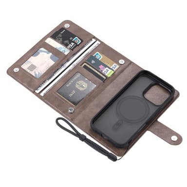 VILI iPhone 16 Pro GVB Series Plånboksfodral i PU-Läder - Brun