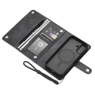 VILI iPhone 16 GVB Series Plånboksfodral i PU-Läder - Svart