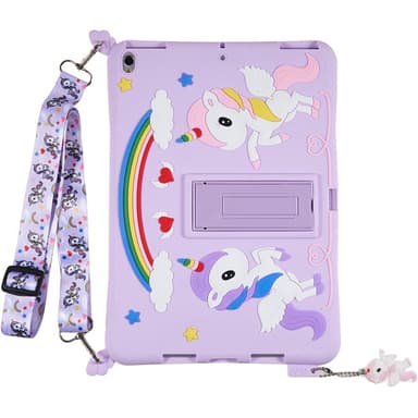 SKALO iPad 10.2 Stöttåligt Unicorn Rainbow Silikon Skal - Lila