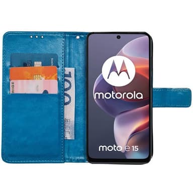 Plånboksfodral 3-kort Motorola Moto E15 - Ljusblå