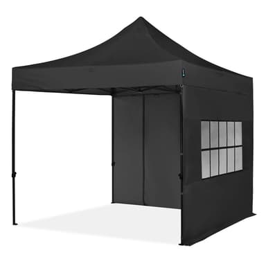 VONROC Partytält 3x3 m – Snabbmonterat Easy-Up | Inkl. 4 sidoväggar, UV-skydd 50+, Vattentätt & Fällbart | Svart