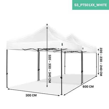 VONROC Partytält 6x3 m – Easy-Up Set med 2x Tält & 1x Kopplingskit – Snabbmontering & Stabil Konstruktion – Vit