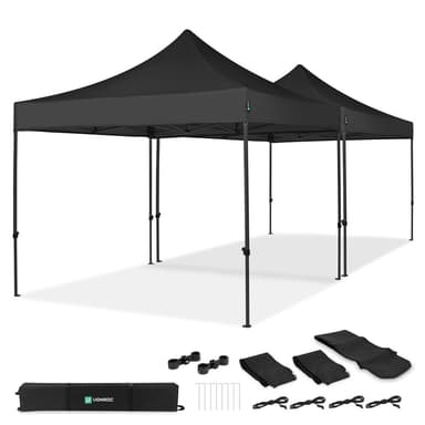 VONROC Partytält 6x3 m – Easy-Up Set med 2x Tält & 1x Kopplingskit – Snabbmontering & Stabil Konstruktion – Svart