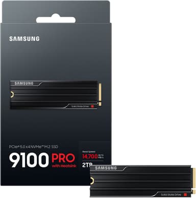 Samsung 9100 Pro intern SSD med kylfläns (2TB)