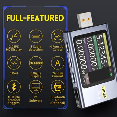 FNIRSI Digital USB tester voltmeter och kabeltestare