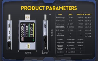 FNIRSI Digital USB tester voltmeter och kabeltestare