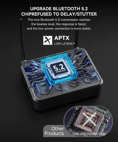 NÖRDIC Bluetooth 5.2 trådlös sändare dual link mottagare DAC Qualcomm aptXLL aptX HD 3.5mm AUX RCA optisk