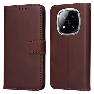 SKALO Xiaomi Redmi Note 14 Pro+ 5G PU-läder Plånboksfodral - Brun
