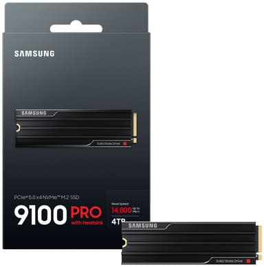 Samsung 9100 Pro intern SSD med kylfläns (4TB)