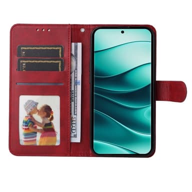 SKALO Xiaomi Redmi Note 14 Pro+ 5G PU-läder Plånboksfodral - Röd